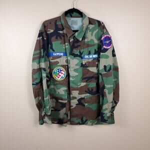 Army Hot Weather Combat Coat in Woodland Camo Size L Hammond